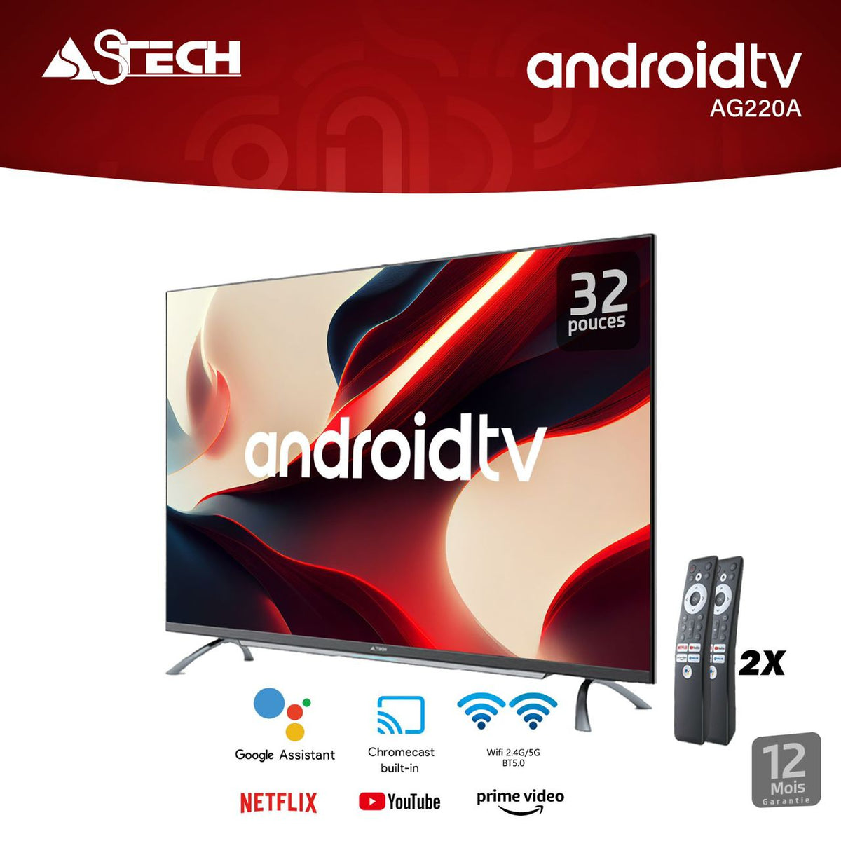 Astech Téléviseur Smart Tv – 32 Pouces
