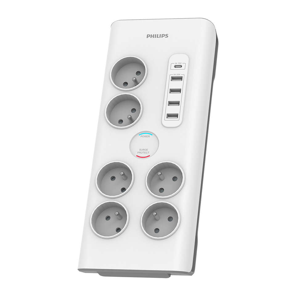 Philips – Anti-Surge Power Strip Extension Cord 6